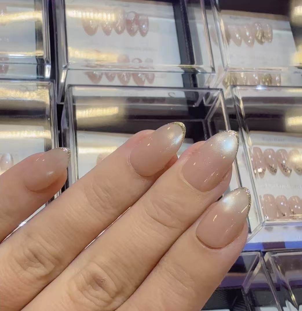almond solid press-on nails by SMiDA — E761