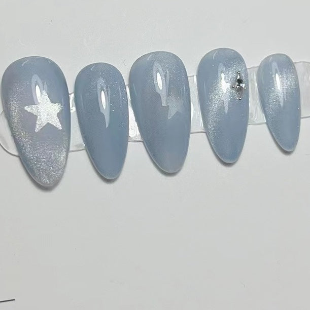 almond solid press-on nails by SMiDA — E693 view 2